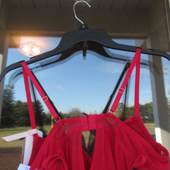 NWT baby doll nighty & panty with lace & metallic details size L - Picture 12 of 15